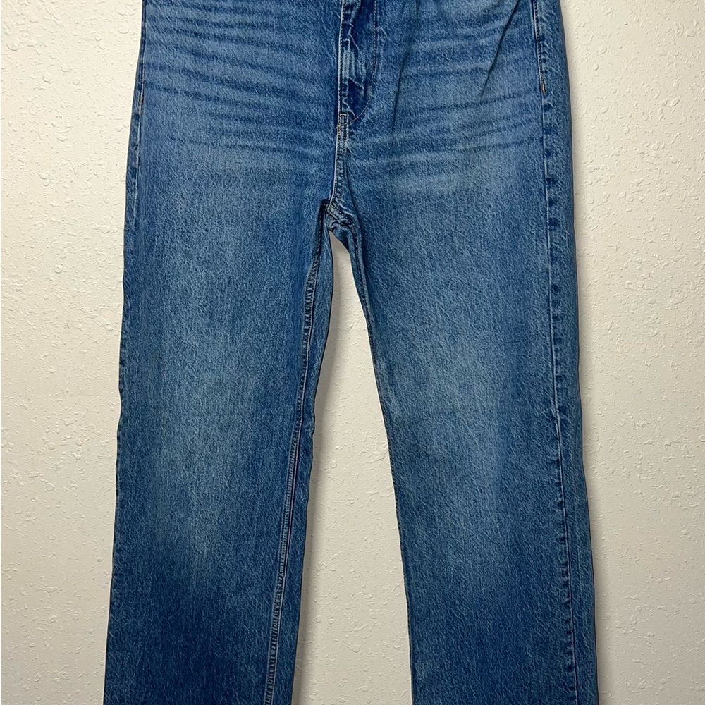 Zara Blue Flare Wide Leg Jeans‎ with Subtle Fading